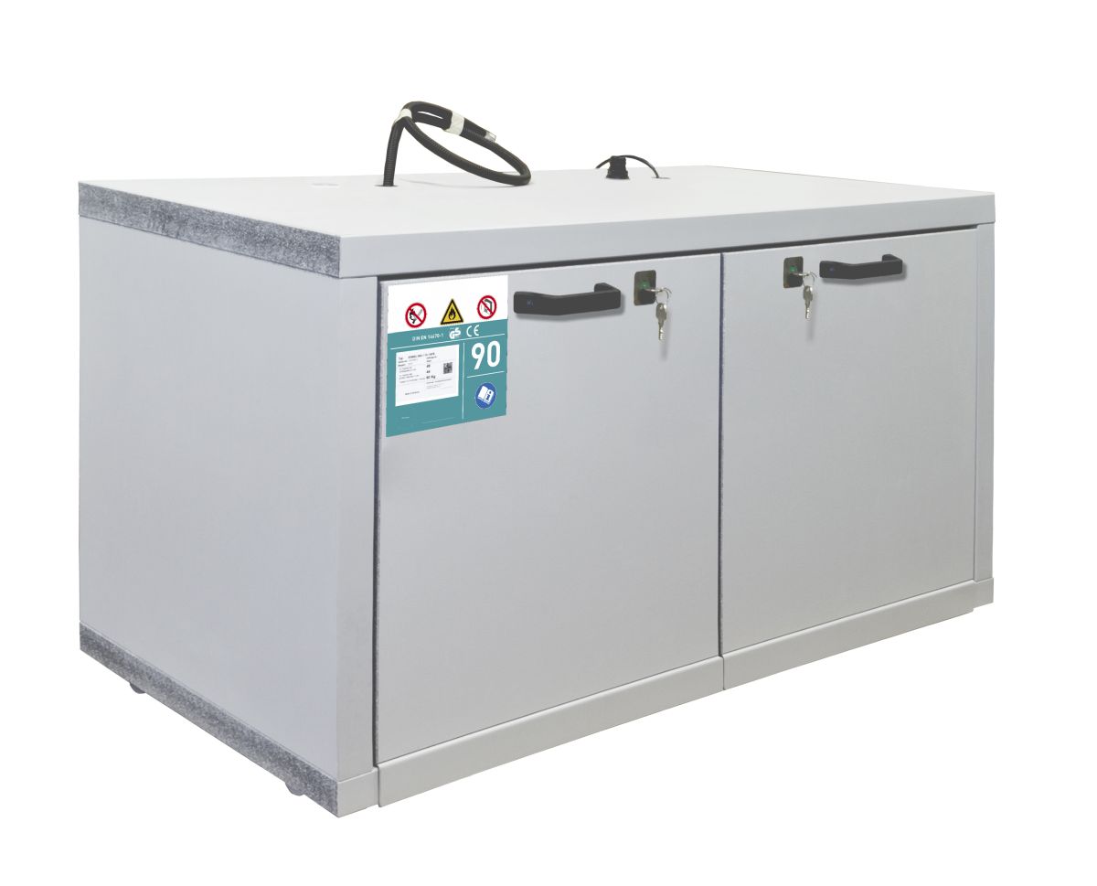 17140_1 PRIORIT Gefahrstoffschrank PRIOCAB 11/6 Typ 90 Tür grau, mit 2 Schubladen