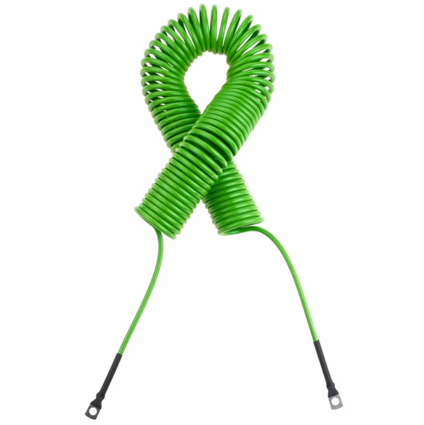 Hytrel ®-Spiralkabel, grün Stahlseil, 4mm², Länge: 3 m