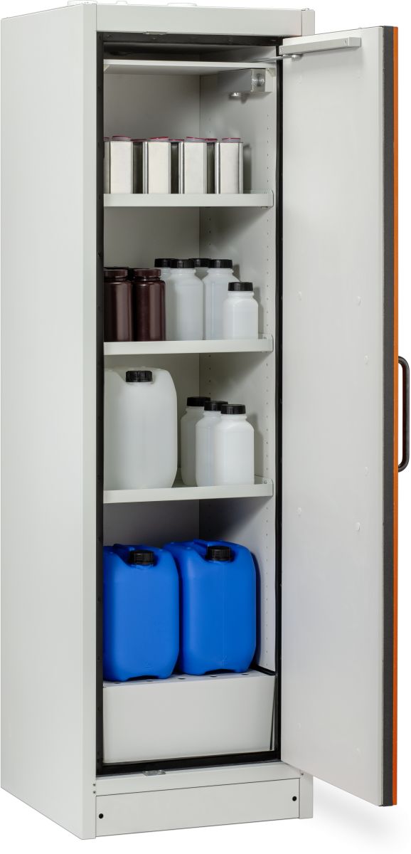 711916_1 F-SAFE CEMO PROline Sicherheitsschrank 6/20 Typ 90 für Gebinde bis 30 Liter, Tür orange DIN rechts