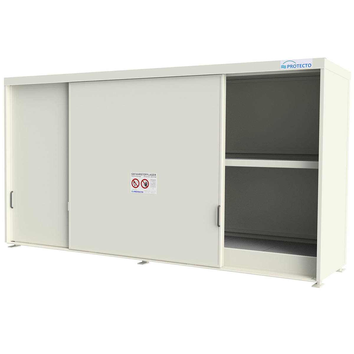 Regalcontainer mit Schiebetoren und 1 Lagerebene – Typ RC 14-2XX.1