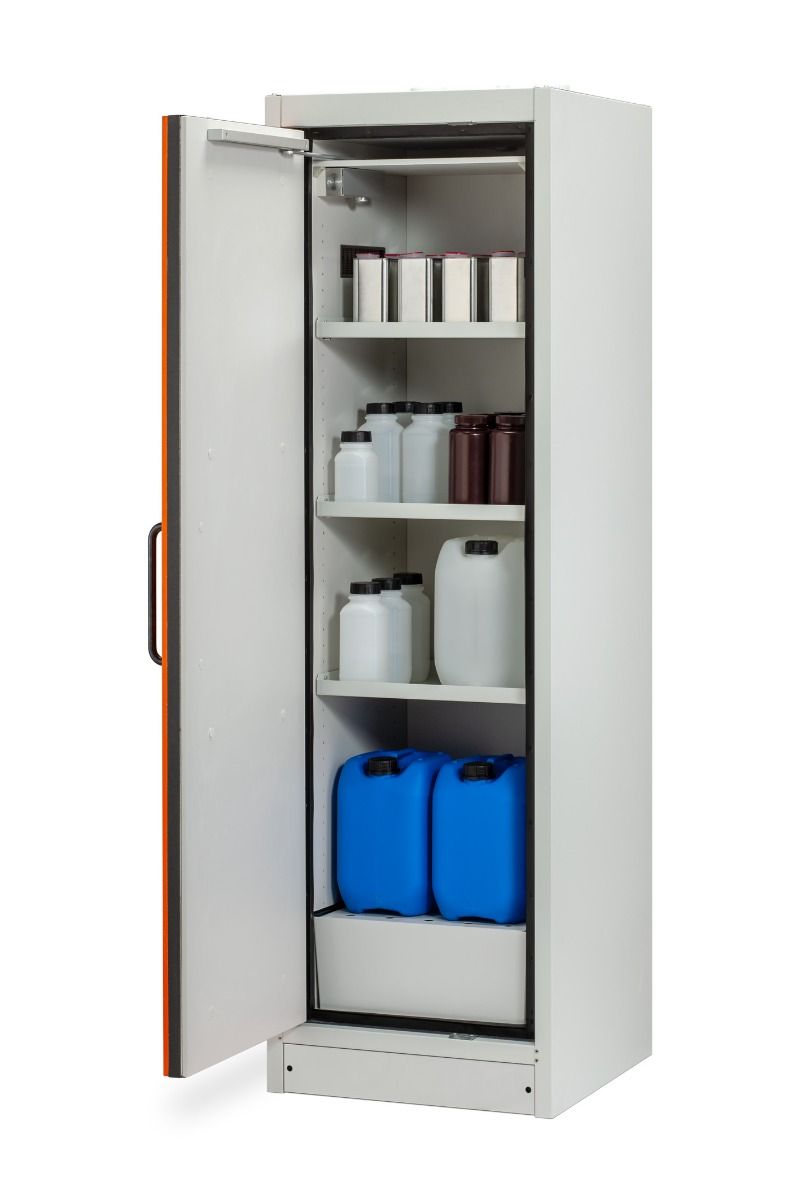 711911_1 F-SAFE CEMO PROline Sicherheitsschrank 6/20 Typ 90 für Gebinde bis 30 Liter, Tür orange DIN links