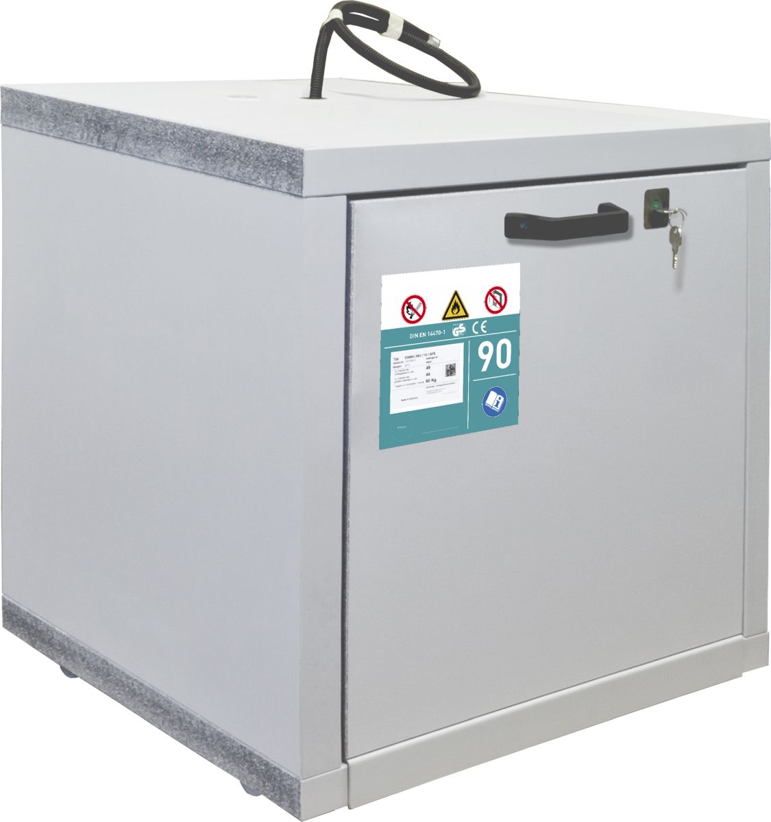 17136_1 PRIORIT Gefahrstoffschrank PRIOCAB 6/6 Typ 90 Tür grau, mit 1 Schublade