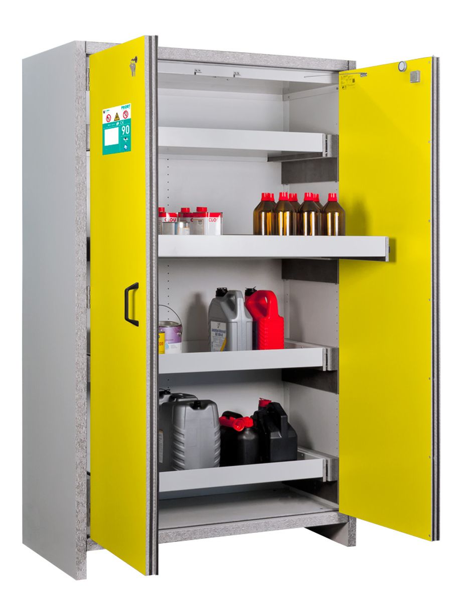 17125_1 PRIORIT Sicherheitsschrank PRIOCAB Typ90 2flügelig Tür gelb, mit 4 Vollauszügen
