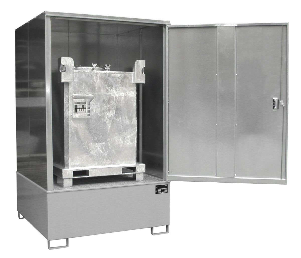 15098-grau_1 Gefahrstoff-Schrank GS-4 mausgrau für 1x 1000l-IBC