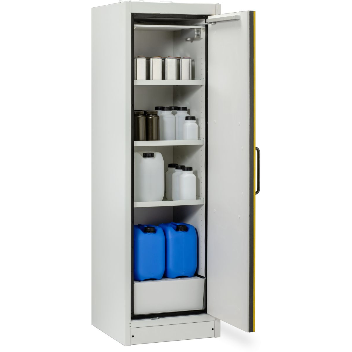 712133_1 F-SAFE Sicherheitsschrank 6/20 Typ 90 für Gebinde bis 30 Liter, Tür gelb, DIN rechts